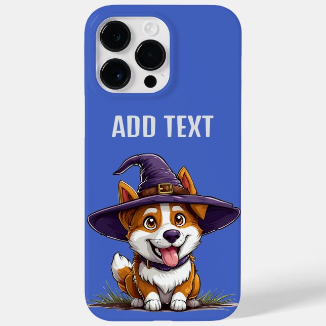 Cachorro de Halloween Vestindo um Chapéu de Bruxa (Verso)