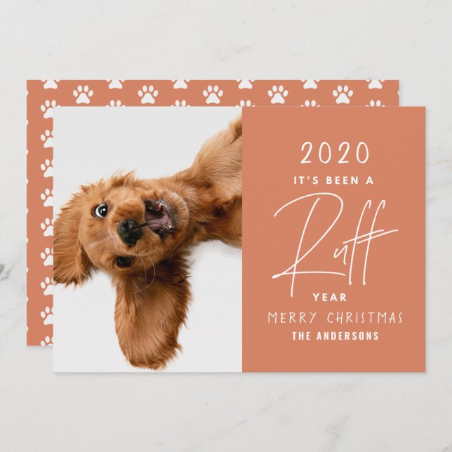 Cachorro de Natal, ano de ruff engraçado no cartão (Frente/Verso)
