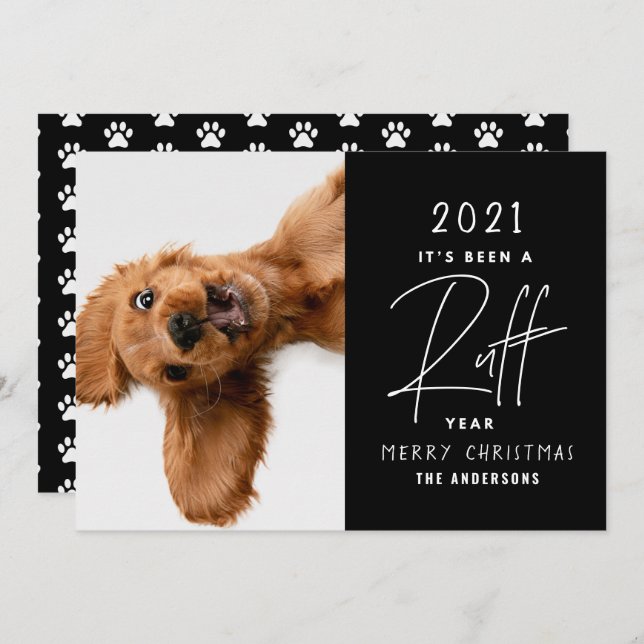 Cachorro de Natal, ano de ruff engraçado no cartão (Frente/Verso)