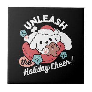 Cachorro de Natal em Santa Hat - Feriado Cheque pa