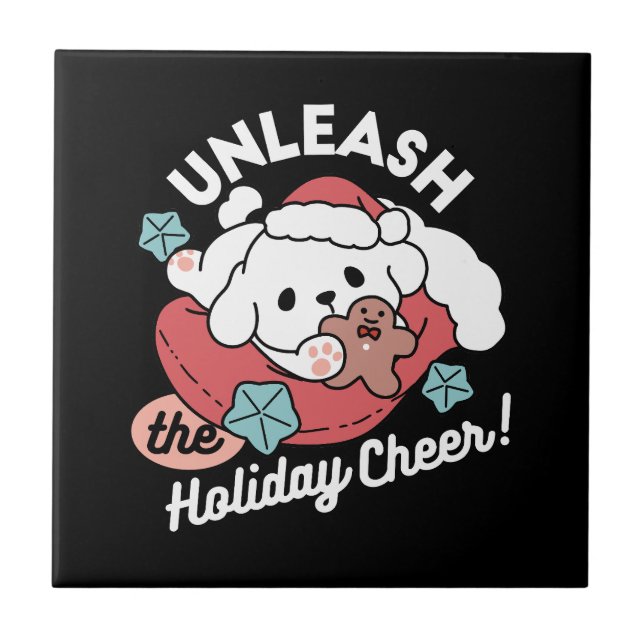 Cachorro de Natal em Santa Hat - Feriado Cheque pa (Frente)