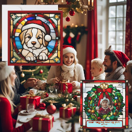 Cachorro de Natal Envolto em Falso Vidro Pintado