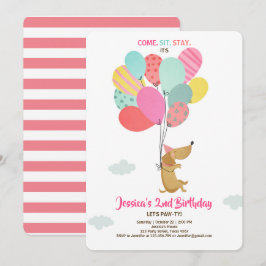 Cachorro de porco Convite de aniversário Balões Ga