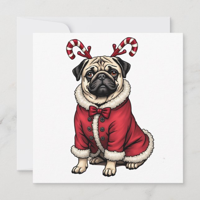 Cachorro de Pub Vestindo Terno de Papai Noel Para  (Frente)