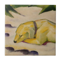 Cachorro deitado na neve (por Franz Marc)