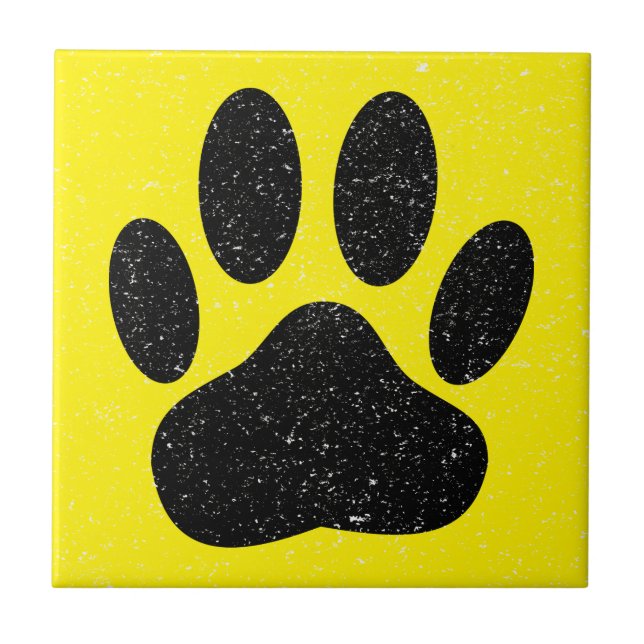 Cachorro Desapontado Pawprint Quadrado Amarelo (Frente)