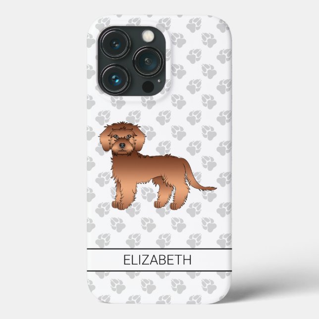 Cachorro Desenho Animado Red Mini Goldendoodle & N (Verso)