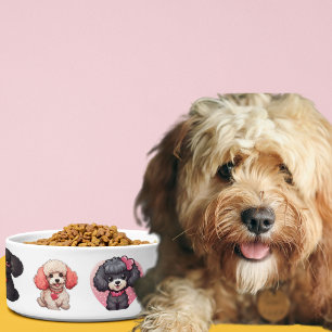 Cachorro do Poodle do namorados   tigelas de cão