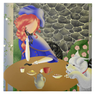Cachorro e dama bonitos no café ao pôr do sol