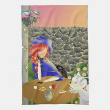 Cachorro e dama em Café Almoço Toalha Tea