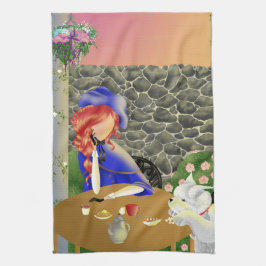 Cachorro e dama em Café Almoço Toalha Tea