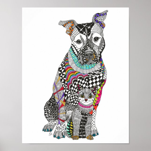 Cachorro e Poster de Anjo Guardião do Cat - 11"x14 (Frente)