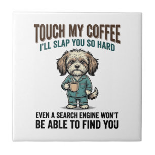 Cachorro Engraçado Café Aviso Design de Gravura Vi