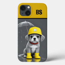 Cachorro engraçado em Rain Boots - Humor cão