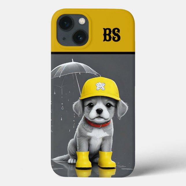 Cachorro engraçado em Rain Boots - Humor cão (Verso)