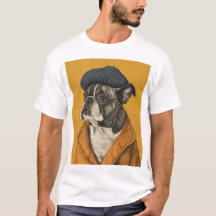 Cachorro Engraçado na Camisa T de Desenho de Beret