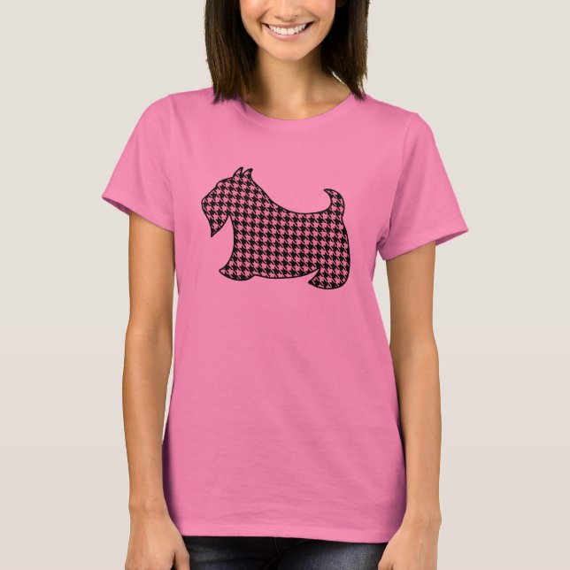 Cachorro Escocês-Rosa Terrier T-Shirt Top (Frente)
