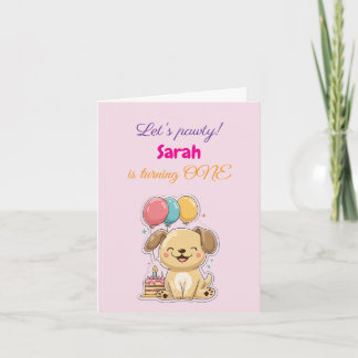 Cachorro Feliz, Garota, Vamos Festejar, Cartão de