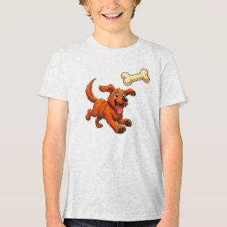 Cachorro Feliz Perseguindo Osso – Camiseta de Cach