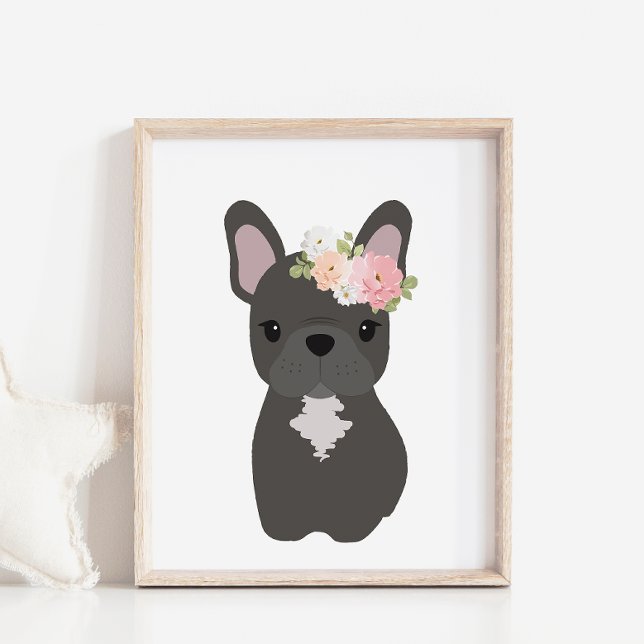 Cachorro Francês com Coroa Flor Poster (Criador carregado)