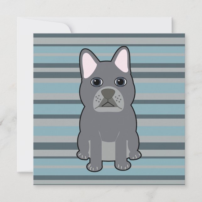 Cachorro francês fofo listrado azul (Frente)