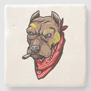 Cachorro Gangster Tattoos Porta copos de Pedra V