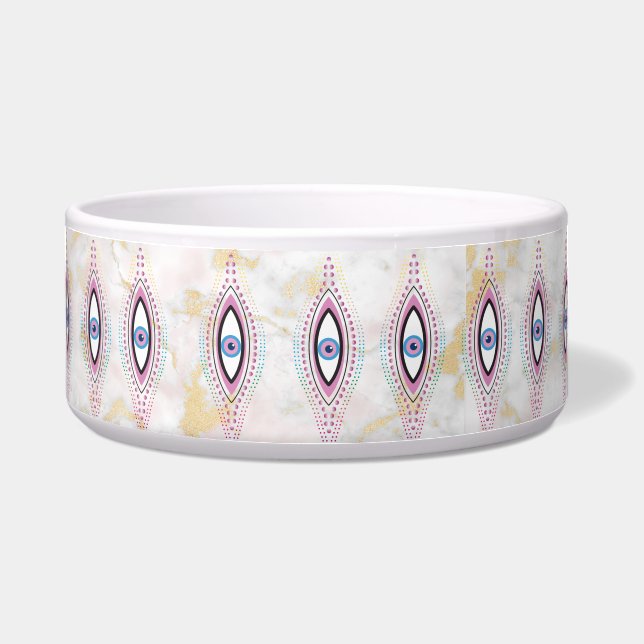 Cachorro Gato tigela de água e comida design olho (Frente)