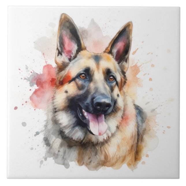Cachorro german shepherd, Arte de Aquarela (Frente)