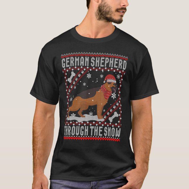 Cachorro german shepherd Através Do Suéter Feio Da (Frente)