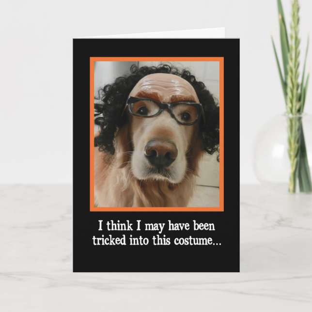 Cachorro giro no Cartão de Halloween de Máscara En (Frente)