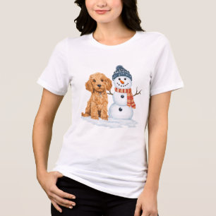 Cachorro Goldendoodle de Inverno Boneco de Neve Fo