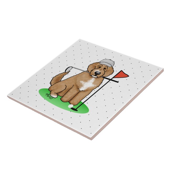 Cachorro Goldendoodle Jogando Golfe (whmk2 vermelh (Lateral)