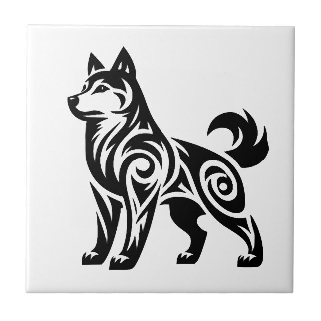Cachorro Husky Tribal Místico Poderoso (Frente)