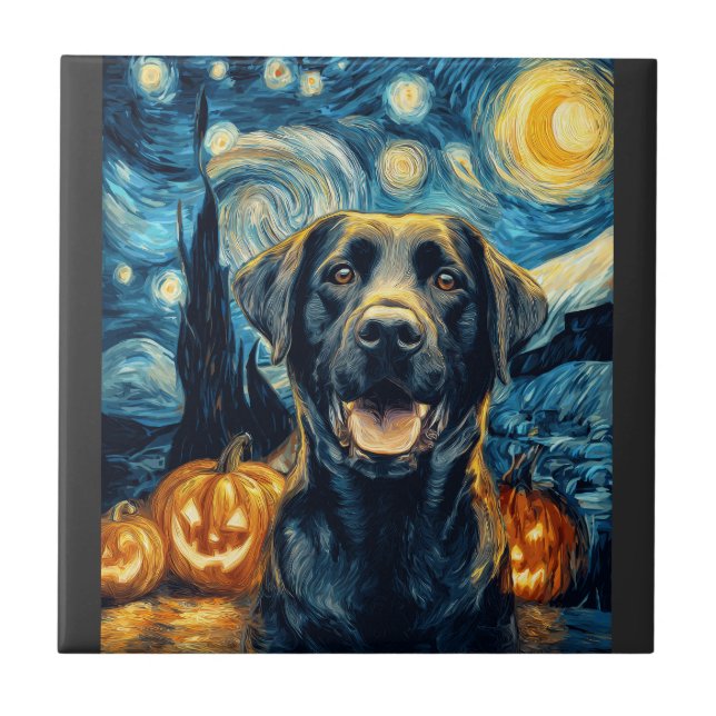 Cachorro Labrador Preto Fofo Abóbora de Halloween  (Frente)