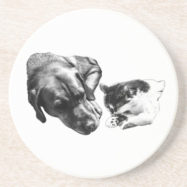 Cachorro monocromático e Porta copos de gatos (Frente)