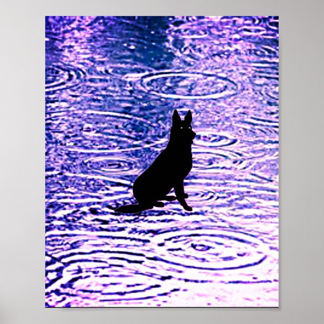 Cachorro negro com olhos perfurantes poster (Frente)