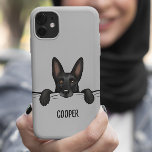 Cachorro Negro German shepherd Personalizado<br><div class="desc">Capa de telefone German shepherd preta. Uma capas de iphone engraçada para amantes do GSD, disponível em várias cores. Esta capa de telefone de célula divertida pode ser personalizada com o seu texto. Visite o Doodle World de Jenn para obter ainda mais acessórios de telefone para cães e presentes personalizados...</div>