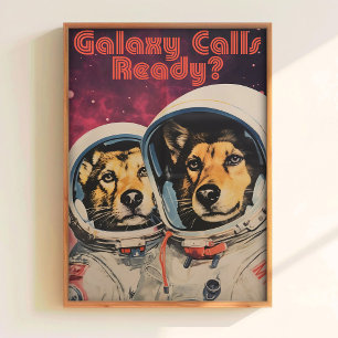 Cachorro no Espaço Impressão Cartaz Espacial Sovié