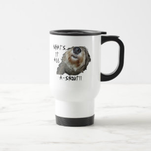 Cachorro "O QUE É TUDO UM NEVE?" Caneca de viagem