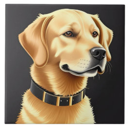 Cachorro ouro que Veste uma coleira de couro