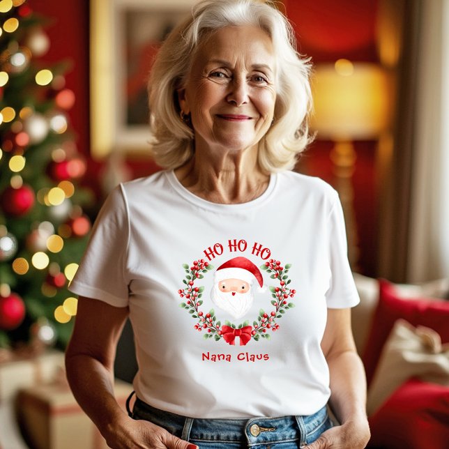 Cachorro Papai Noel Nome de Natal Vovó Mama (Cute Santa Claus Christmas Name Grandma Mama Tri-Blend Shirt)