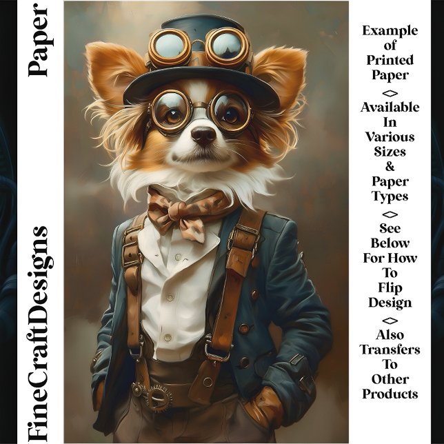 Cachorro Papillon Steampunk Vitoriano Papel Craft  (Criador carregado)