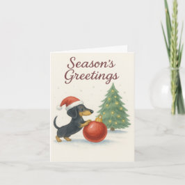 Cachorro Passa Natal — Cartão Dachshund Baixável