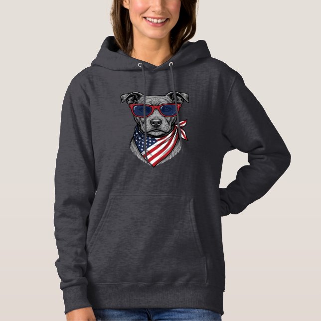 Cachorro Patriótico Com Óculos De Sol Camisa Vinta (Frente)