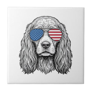 Cachorro Patriótico com Óculos de Sol de Bandeira