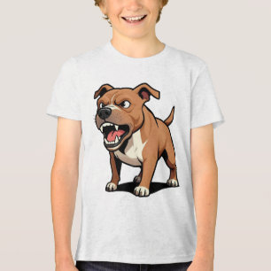 Cachorro Pitbull Cartoon Irritado Marrom Rosnando