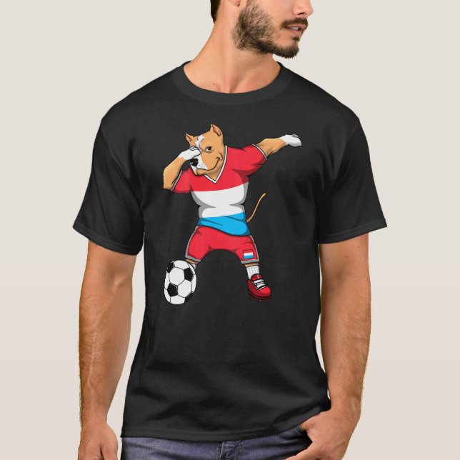 Cachorro Pitbull Dabbing Camisa de Futebol de Luxe (Frente)