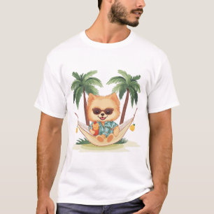 Cachorro Pomerano Em Camisa Hammock Havaiana