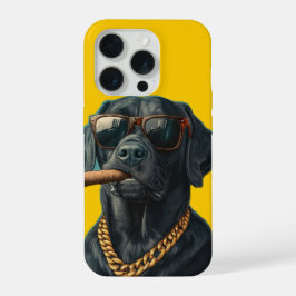 Cachorro preto durão com charuto e corrente de our