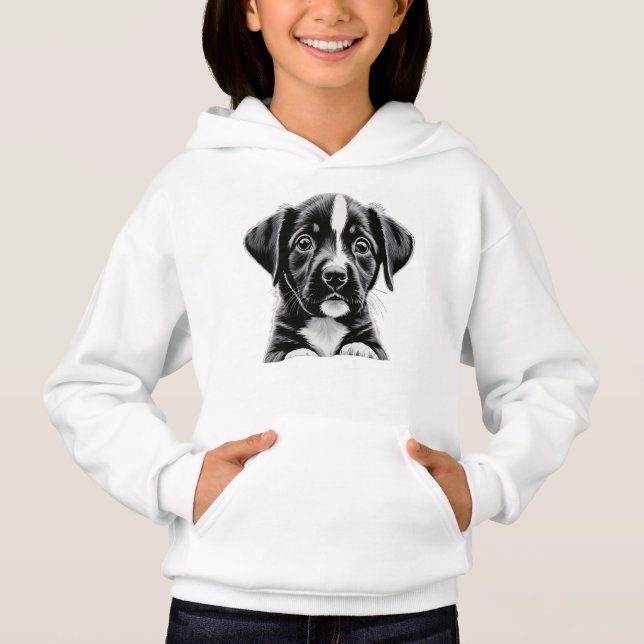 Cachorro Preto e Branco Fofo – Moletom para Amante (Frente)
